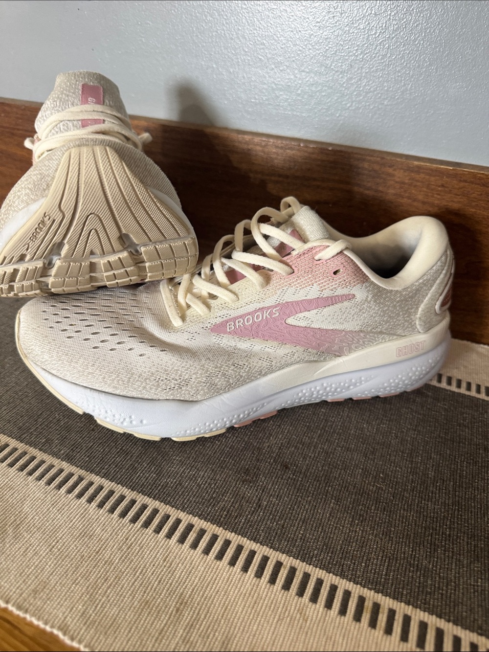 Brooks Women’s Athletic Shoes — Cream with Pink Accents